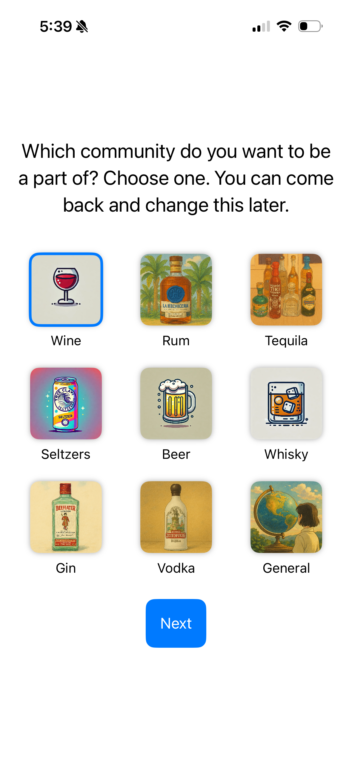 Community Selection View